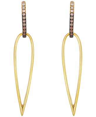 Chocolate Ombre Diamond (0.22 ct. t.w.) & Vanilla Diamond (0.04 ct. t.w.) Drop Earrings in 14k Honey Gold