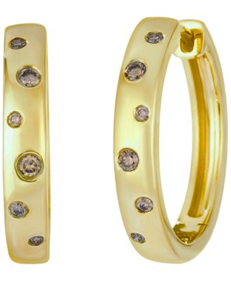 Chocolate Diamond Hoop Earrings (0.154 ct. t.w.) in 14k Honey Gold