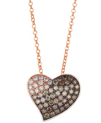 Chocolate Ombre Diamond Pendant Necklace (1 ct. t.w.) in 14k Strawberry Gold