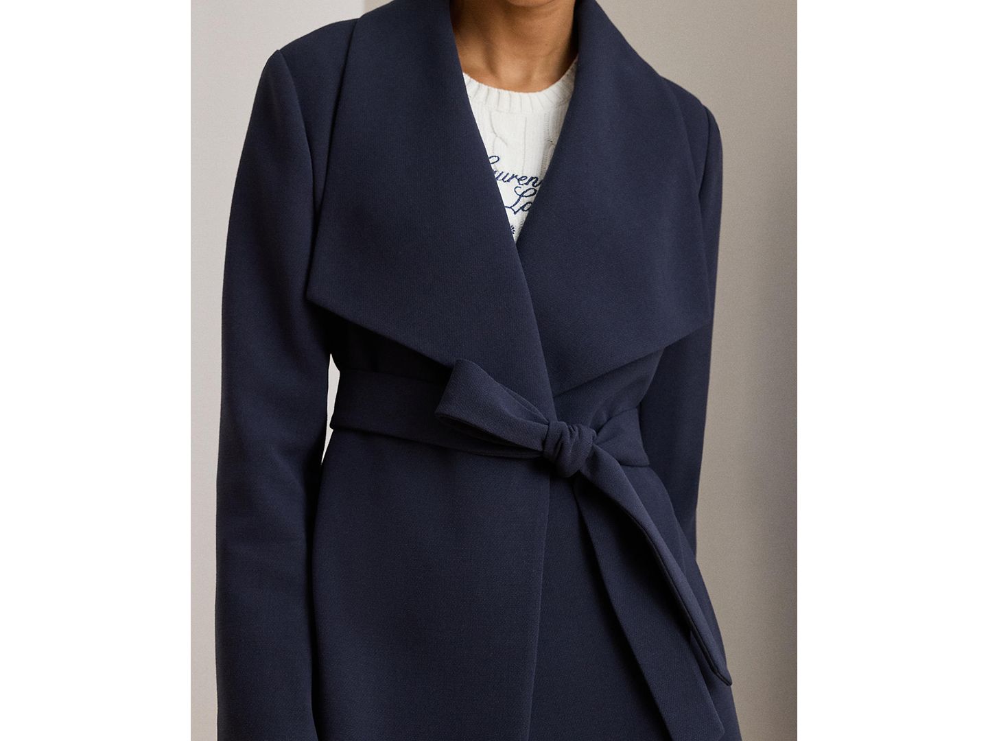 Женское пальто Lauren Ralph Lauren Belted Wing Collar Trench, цвет: Тёмный тёмно-синий — фото 3