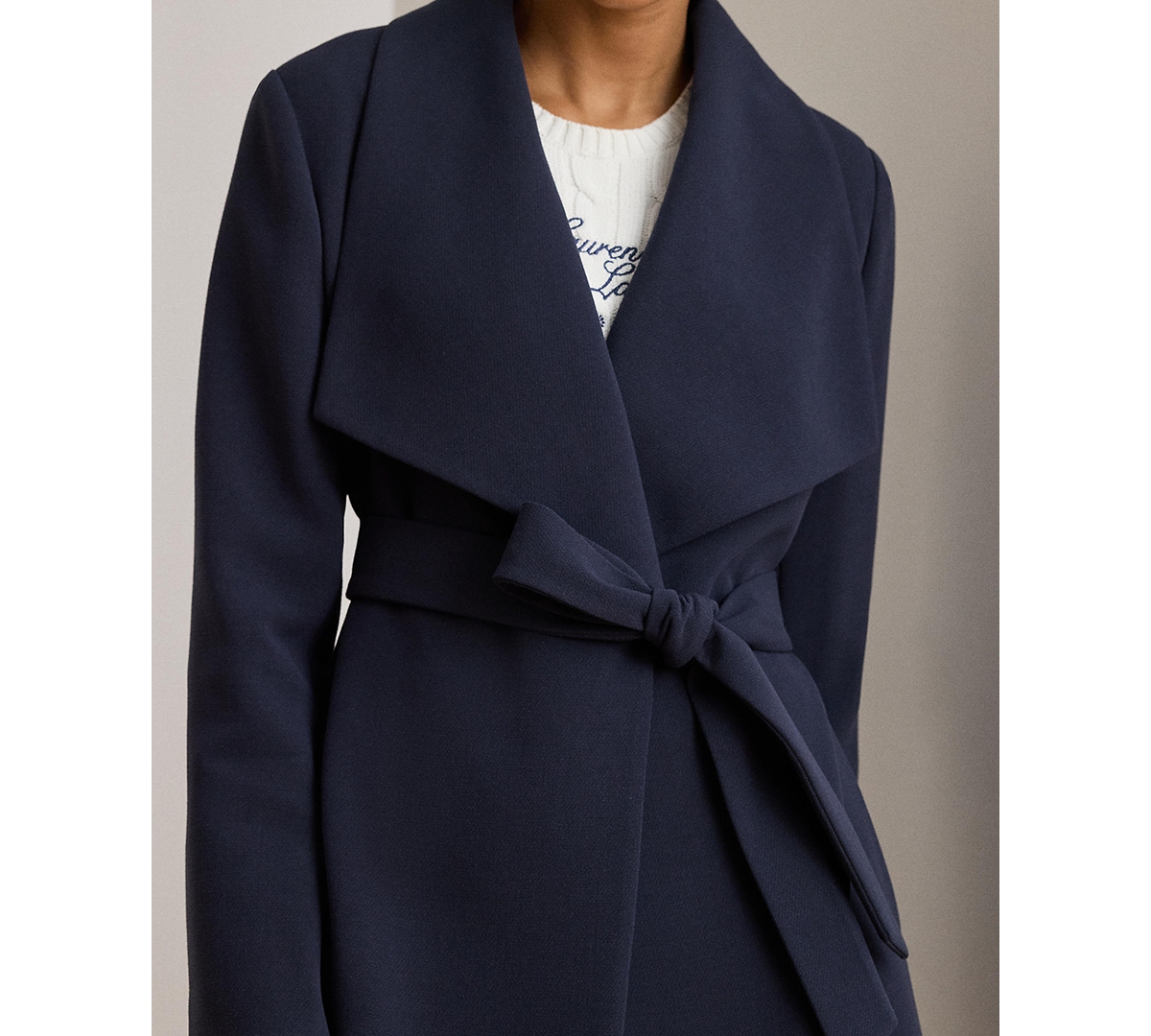 Lauren Ralph Women's Belted Wing Collar Trench Coat