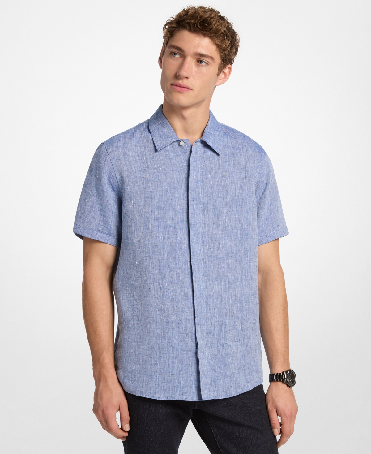 Michael Kors Men's Point Collar Linen Shirt