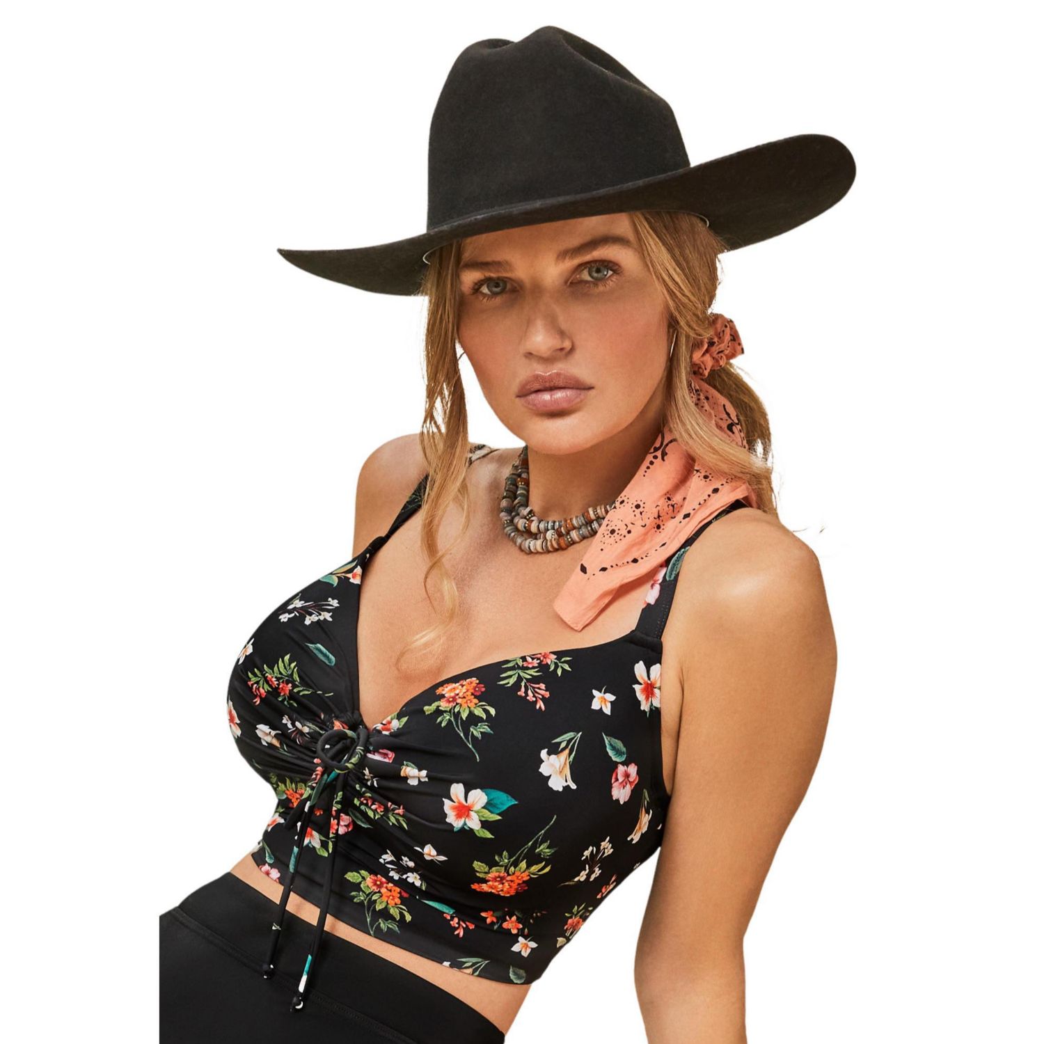 Women's Bra Tie Front Longline Underwire Bikini Top