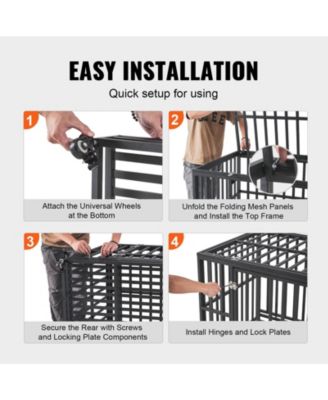 42" Heavy-Duty 3-Door Dog Crate with Wheels