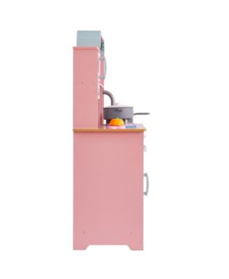 Wooden Play Kitchen Set with Electronic Sounds & LED Lights, Pink