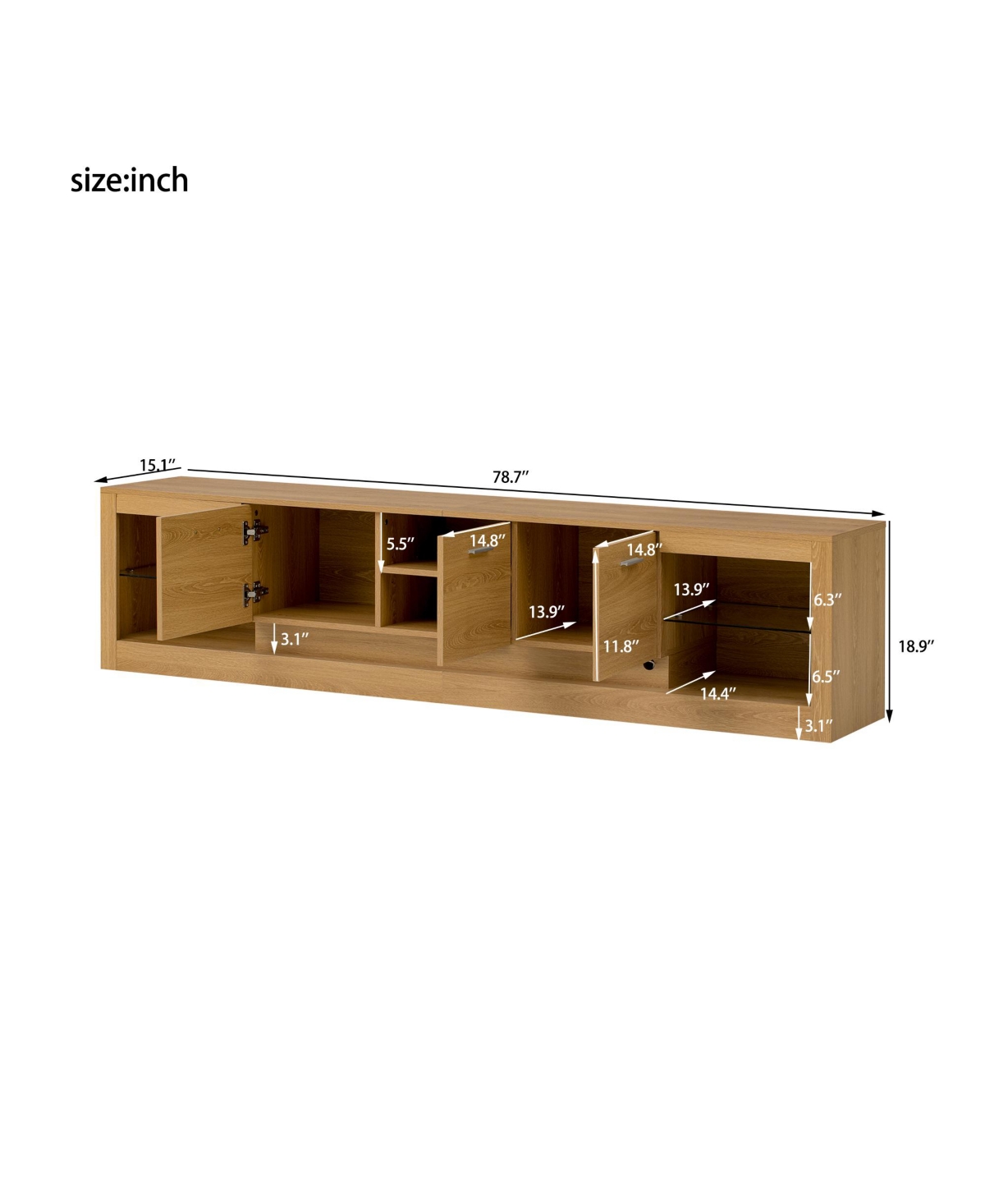 sumyeg 78" Modern Tv Stand for 90" TVs, Entertainment Center with 6 Cabinets & 2 Open Shelves