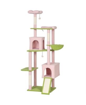 74" Flower Cat Tree with Scratching Post & Board in Pink