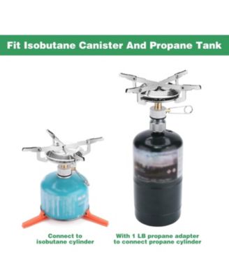 Portable Camping Stove Burner, Backpacking Stove with 1LB Propane Tank Adapter, Fuel Can Canister Stand and Carry Case, Portable Camping Burner