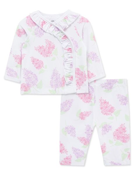 Комплект Little Me Printed Top and Pants, 2-Piece Set для девочек-малышей, цвет: Розовый / Белый