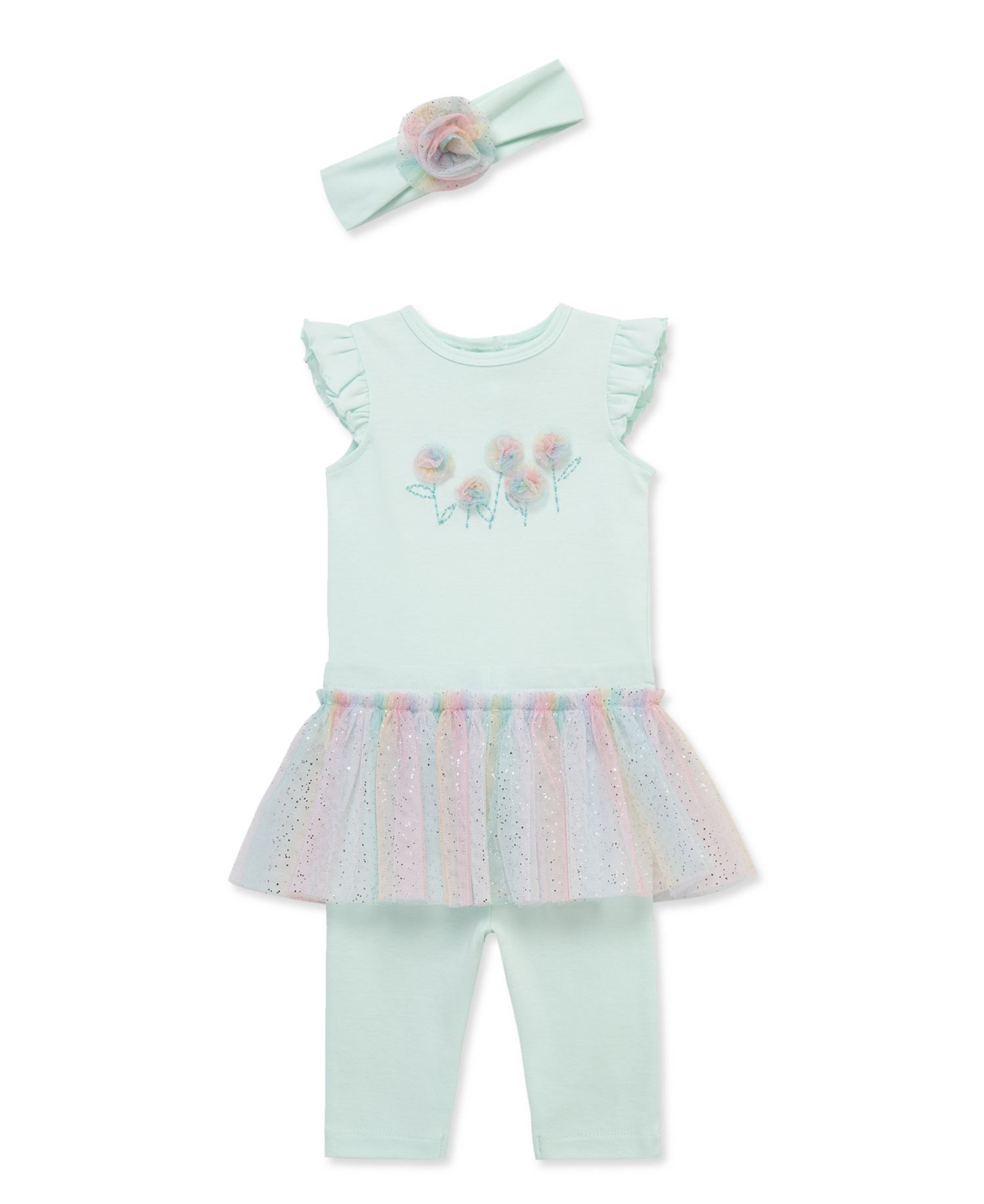 Baby Girls' Round Neck Bodysuit, Skeggings and Headband, 3-Piece Set