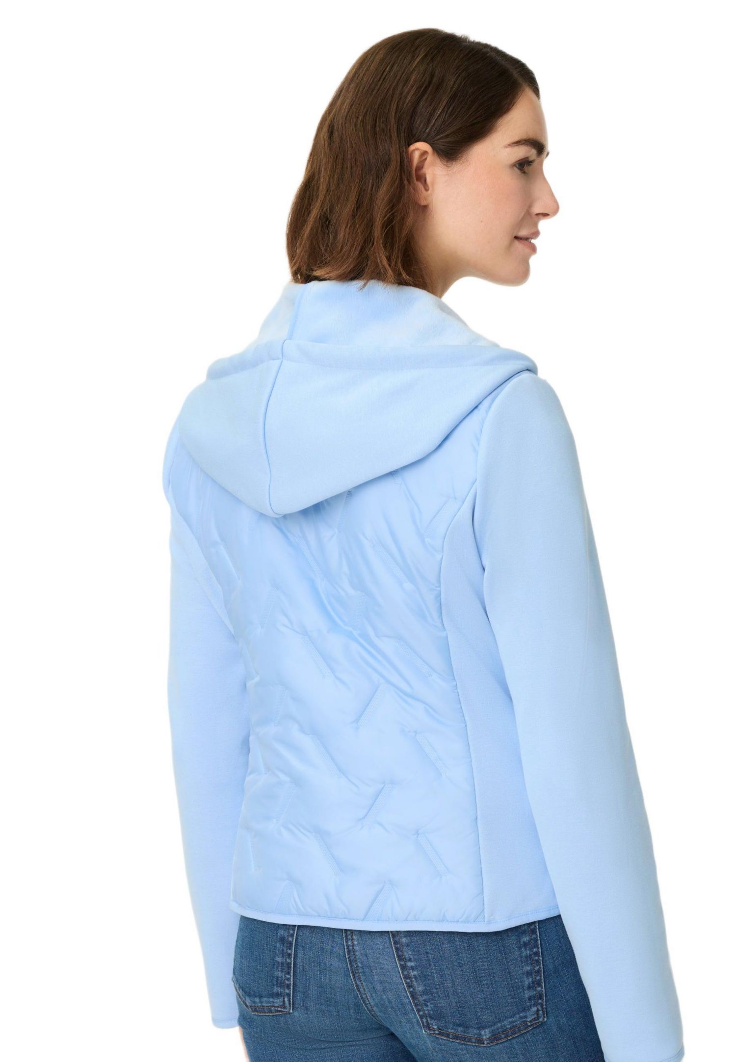 Women's Mixed Media Jacket with Hood