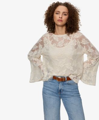Women's Boho Lace Crew Neck Top