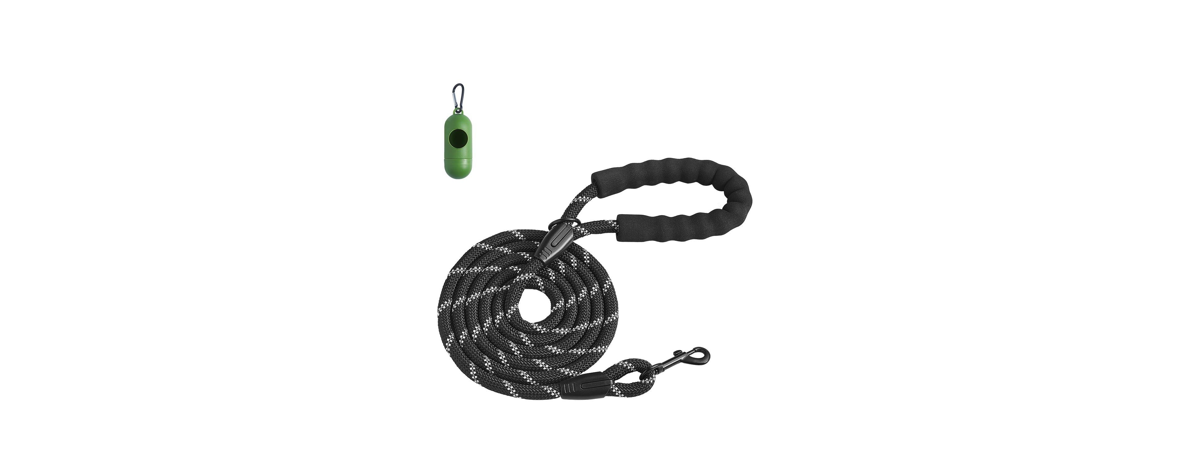 Cozito Heavy-Duty Reflective Rope Dog Leash, 6', Black