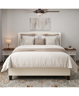 King Size Bed Frame Teddy Velvet 12 Slat Support Solid Wood Feet No Box Spring Needed white