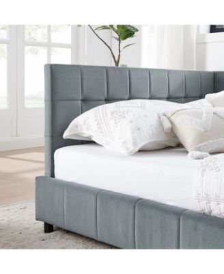 Queen Size Upholstered Tufted Sofa Bed Frame with Comfortable Backrest and Armrests Bed Velvet