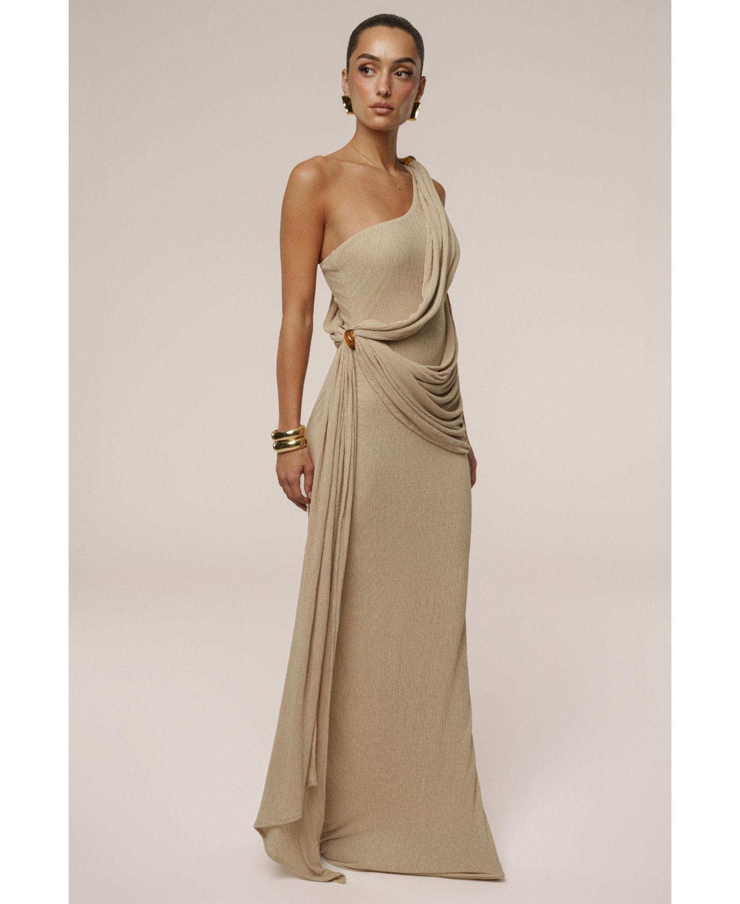 Женское платье JLUXLABEL Rich Mocha Wrap, цвет: Бежевый — фото 9