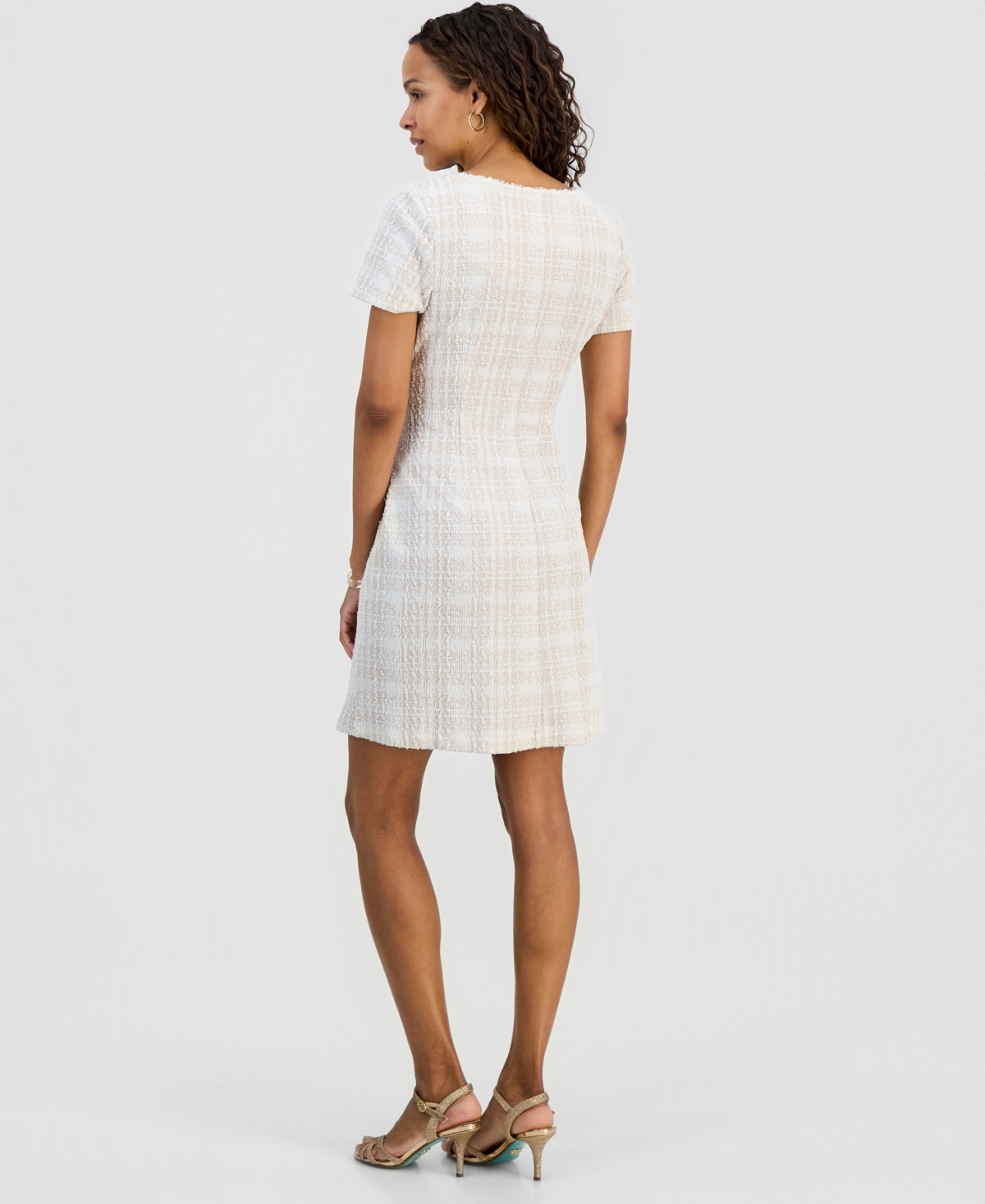 Connected Petite Ponte Front-Tuck Fit & Flare Dress