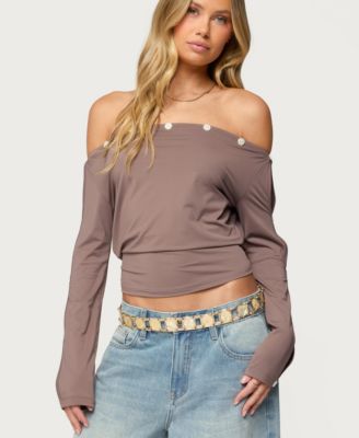 Women's Ronee Off Shoulder Button Cutout Top
