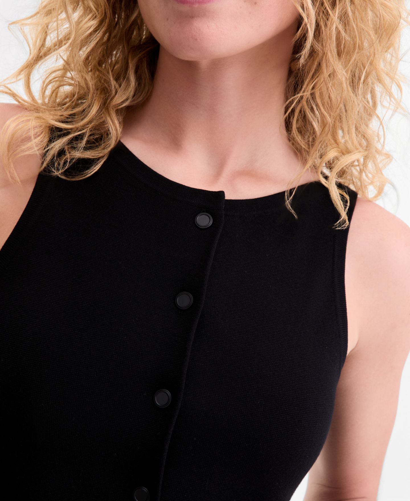 Женский свитер On 34th Button-Front Milano Sweater Shell, цвет: Глубокий чёрный — фото 4