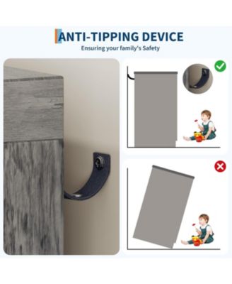 4-Drawer Modern Wood Dresser with Wardrobe Closet, Hanging Rod Storage Cabinet for Bedroom, Multifunctional Armoire Organizer