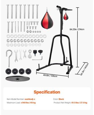 SUGFIT Punching Bag Stand 2-in-1 Heavy Duty Speed Bag and Bag Stand Holds 140 LB