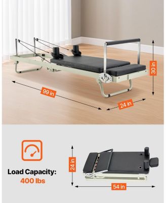 Foldable Pilates Reformer Home Gym Workout Machine with Dual Resistance 400 LB