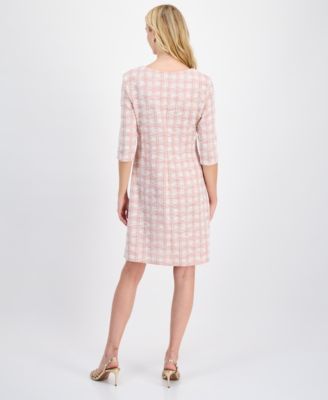 Women's Boucl&eacute; Tweed 3/4-Sleeve Dress