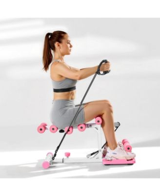 SUGFIT Deep Squat Machine Adjustable Glute Trainer with Resistance Bands Pink White