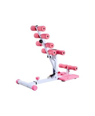SUGFIT Deep Squat Machine Adjustable Glute Trainer with Resistance Bands Pink White