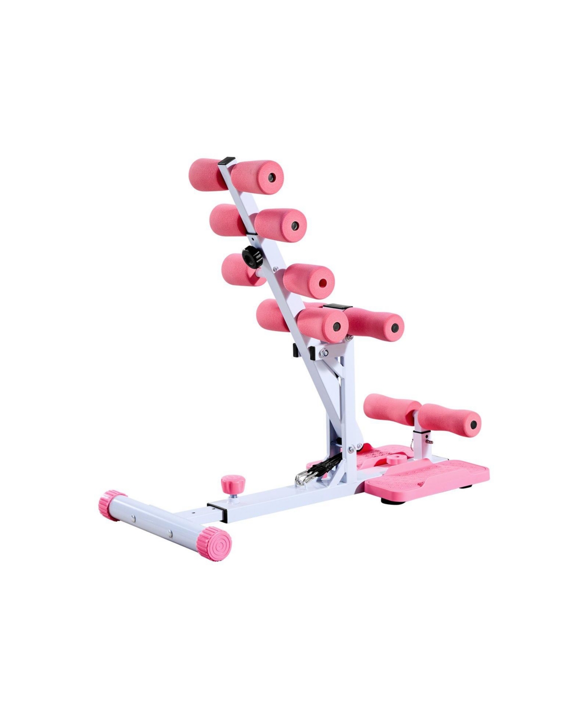 Sugfit Deep Squat Machine Adjustable Glute Trainer with Resistance Bands Pink White
