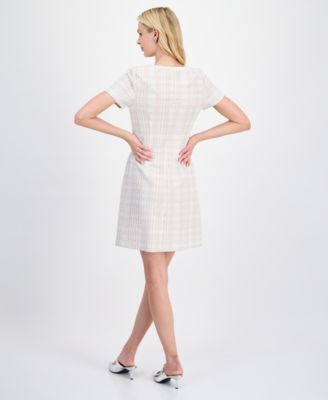 Women's Ponte Front-Tuck Fit & Flare Dress