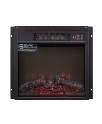 18" Electric Fireplace Insert Ultra-Thin Heater with Realistic Log & Flame Remote Control Included