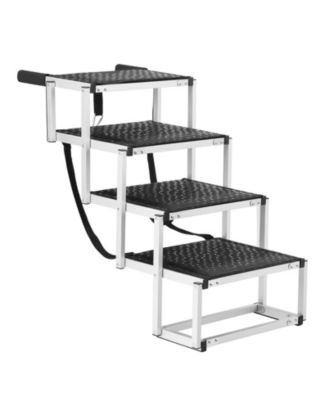 Wide 4-Step Aluminum Folding Dog Stairs for SUVs, Holds up to 150 lbs