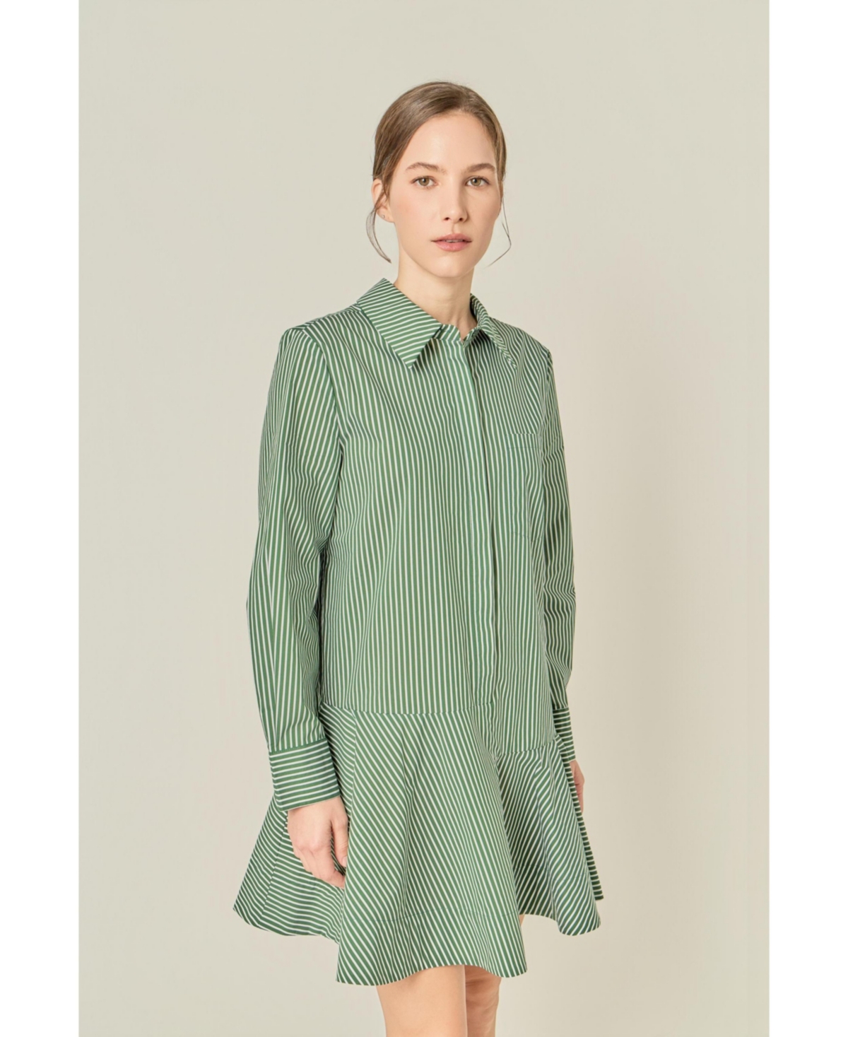 English Factory Women's Stripe Collar Flared Skirt Dress