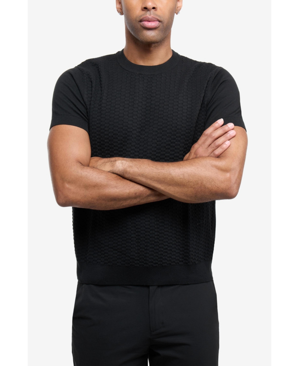 Xray Men's Crew Rib Neck Checkered Sweater