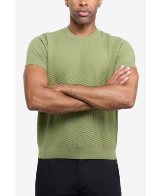 X RAY Men's Crew Rib Neck Checkered Sweater