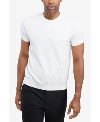 X RAY Men's Crew Rib Neck Checkered Sweater