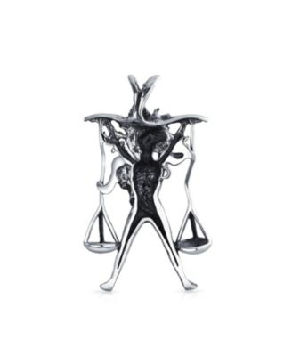  Sterling Silver Libra Zodiac & Justice Scales Pendant Necklace -  Law & Balance Symbol