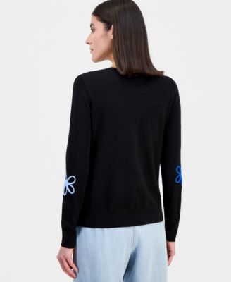 Women's Floral-Appliqu&eacute; Crewneck Sweater