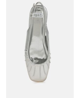 Womens Berni Metallic Square Toe Flat Slingbacks
