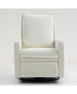 Short Plush Armchair Sofa Manual Button Recliner Chair, Camel