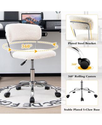 Computer Desk Chair Adjustable Sherpa Office Chair Swivel Vanity Chair