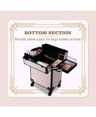 2-Piece Makeup Train Case Cosmetic Organizer Kit Art Deco Bloom Salon