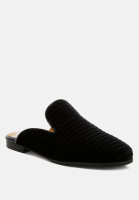 Womens Ouzini Velvet Textured Slip On Mules