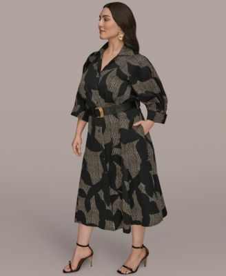Plus Size Belted Shirt Dress