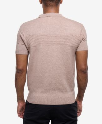 Men's SPRING + MERCER Ottoman Texture Short Sleeves Polo Sweater
