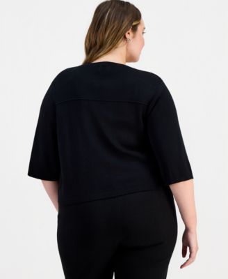 Plus Size Half-Sleeve Sweater Shrug