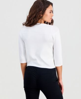 Petite Open-Front 3/4-Sleeve Jersey Shrug