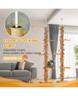 80" - 95" Adjustable Tall Cat Tree with Sisal Scratching Post