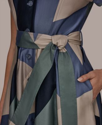 Petite Belted Short-Sleeve Shirt Dress